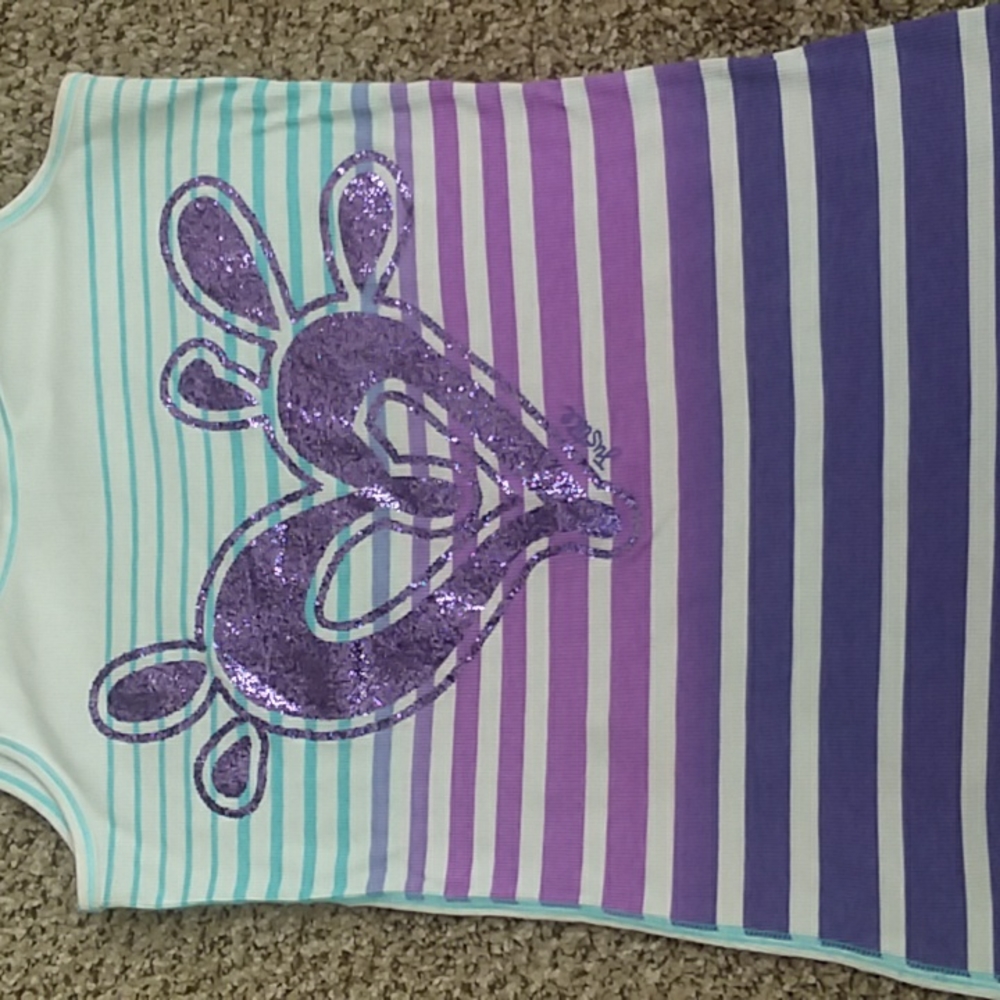Justice Purple Glitter Heart Tank Top (Size 18)